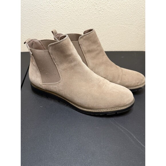 Franco Sarto Tan Suede Leather Ankle Booties Womens Size 9.5M Slip On Boots EUC - Picture 4 of 11